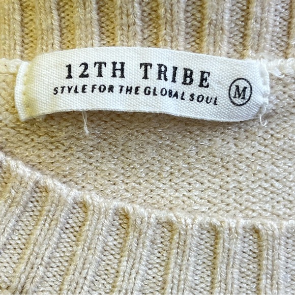 12th Tribe Global Soul Open Back Mini Bodycon Dress Chunky Knit Baggy Sleeves - Picture 9 of 15